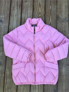 Jackson Hole Pink Chevron Quilted Puffer Jacket Women’s M NWOT